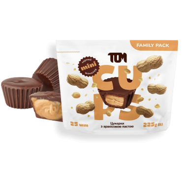 Mini Cups dark chocolate with peanut butter, 25 pcs